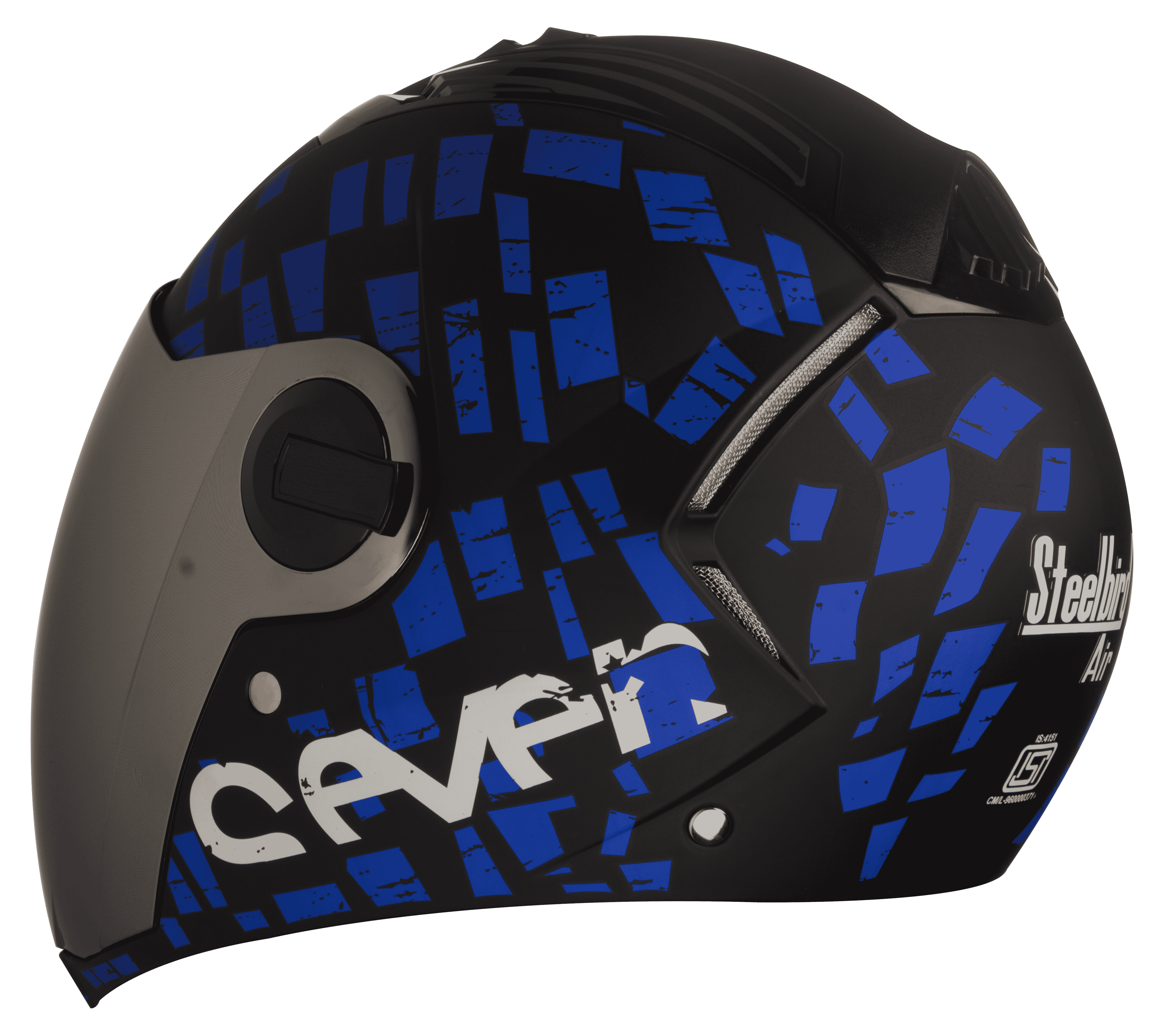 SBA-2 Seven Mat Black With Blue ( Fitted With Clear Visor  Extra Silver Chrome Visor Free)